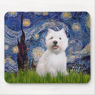 Starry Night - Westie 2 Mousepad