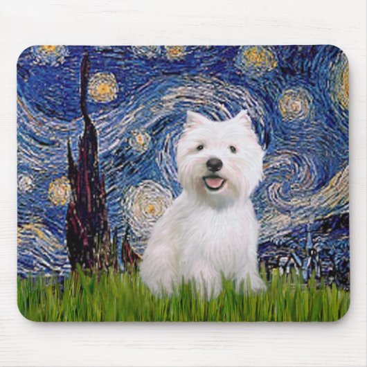 Starry Night - Westie 2 Mousepad (Vorne)