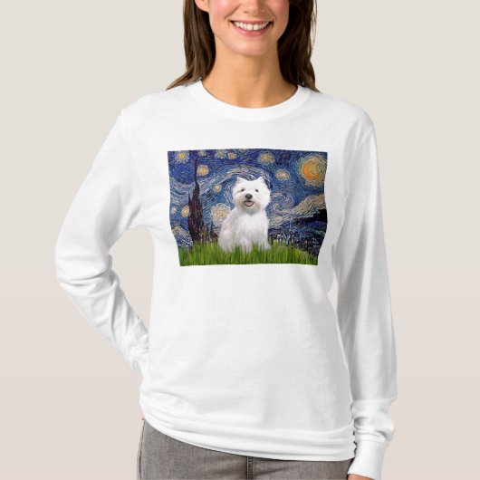 Starry Night - Westie 2 T-Shirt (Vorderseite)