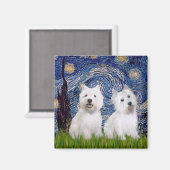 Starry Night - Westies (zwei) Magnet (Vorderseite/Rückseite)