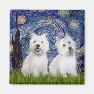 Starry Night - Westies (zwei) Magnet