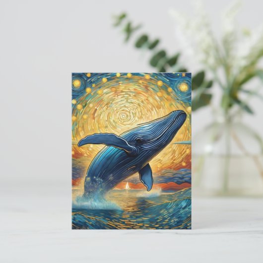 Starry Night Whale Postkarte (Stehend Vorderseite)