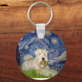 Starry Night - Wheaten Terrier 1 Schlüsselanhänger (Vorderseite)