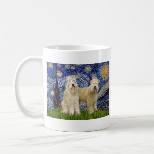 Starry Night - Wheaten Terriers (zwei) Kaffeetasse (Links)