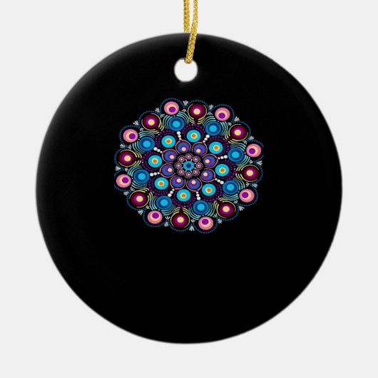 Starry Night Whimsigoth Dot Mandala Keramik Ornament (Vorne)