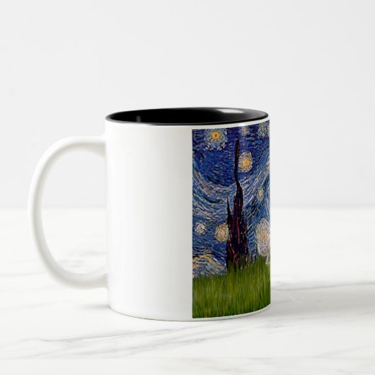 Starry Night - Whippet #2 Zweifarbige Tasse (Links)