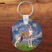 Starry Night - Whippet (Stand) Schlüsselanhänger (Vorderseite)