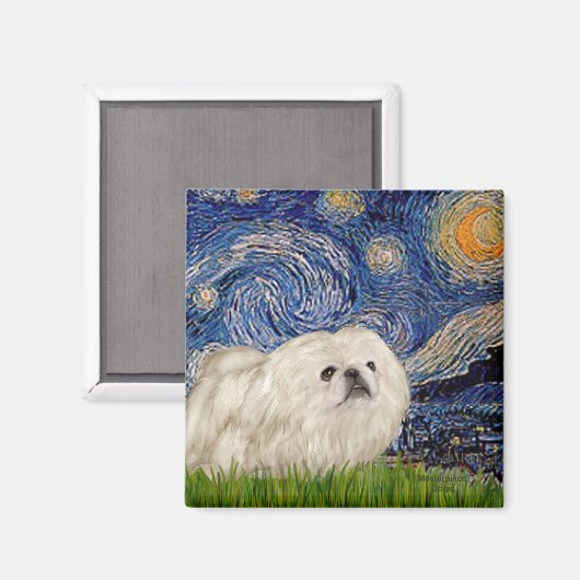Starry Night - White Pekingese 4 Magnet (Vorderseite/Rückseite)