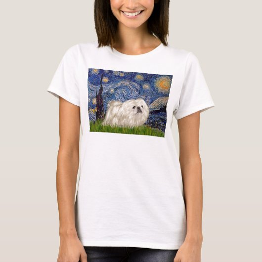 Starry Night - White Pekingese 4 T-Shirt (Vorderseite)