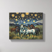 Starry Night Wild Horses Leinwanddruck (Vorderseite)