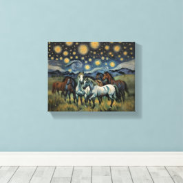 Starry Night Wild Horses Leinwanddruck