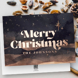 Starry Night Winter Sky Modernes Elegantes Design Folien Feiertagskarte