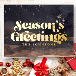 Starry Night Winter Sky Modernes Elegantes Design Folien Feiertagspostkarte