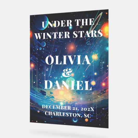 Starry Night Winter Wedding Willkommen Acrylschild (Winkel)