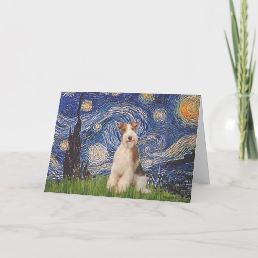 Starry Night - Wire Fox Terrier 3 Karte (Vorderseite)
