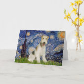 Starry Night - Wire Fox Terrier (M) Karte (Gelbe Blume)