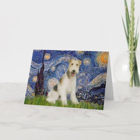 Starry Night - Wire Fox Terrier (M) Karte (Vorderseite)