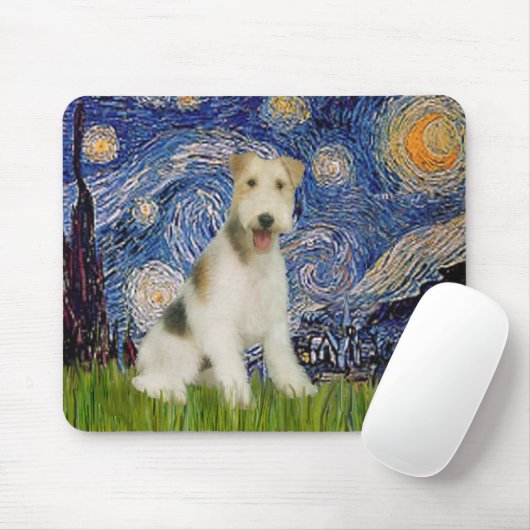 Starry Night - Wire Fox Terrier (M) Mousepad (Mit Mouse)