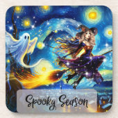 Starry Night Witchy Halloween Design Getränkeuntersetzer (Vorderseite)