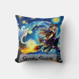 Starry Night Witchy Halloween Design Kissen