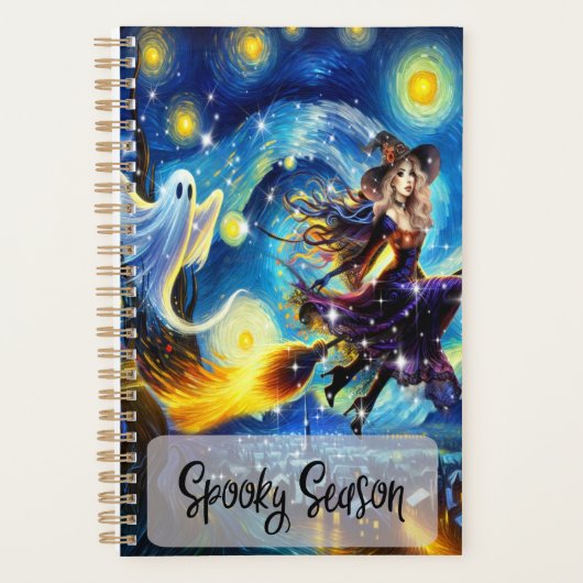 Starry Night Witchy Halloween Design Planer (Vorderseite)