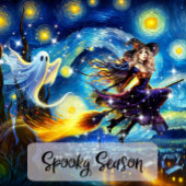 Starry Night Witchy Halloween Design Thermosbecher