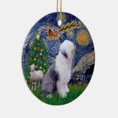 Starry Night Xmas - Old English Sheepdog Keramik Ornament (Rechts)