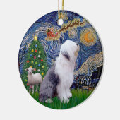 Starry Night Xmas - Old English Sheepdog Keramik Ornament (Links)