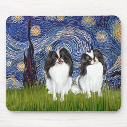 Starry Night - Zwei Japaner (BW) Mousepad (Vorne)