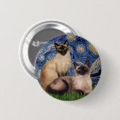 Starry Night - Zwei Siamkatzen (Choc Pt. Button (Vorne & Hinten)