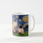 Starry Night - Zwei Siamkatzen (Choc Pt. Kaffeetasse (VorderseiteRechts)