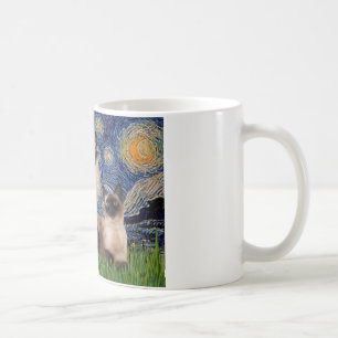 Starry Night - Zwei Siamkatzen (Choc Pt. Kaffeetasse