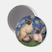 Starry Night - Zwei Siamkatzen (Choc Pt. Magnet (Vorderseite/Rückseite)