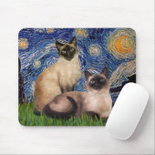 Starry Night - Zwei Siamkatzen (Choc Pt. Mousepad (Mit Mouse)