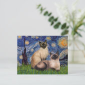 Starry Night - Zwei Siamkatzen (Choc Pt. Postkarte (Stehend Vorderseite)