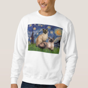 Starry Night - Zwei Siamkatzen (Choc Pt. Sweatshirt