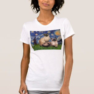 Starry Night - Zwei Siamkatzen (Choc Pt. T-Shirt