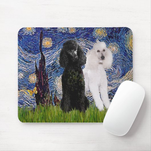 Starry Night - Zwei Standard Poodles Mousepad (Mit Mouse)