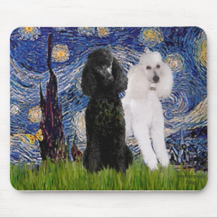 Starry Night - zwei Standardpoodles Mousepad