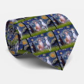 Starry Night - Zwei Whippets Krawatte (Gerollt)