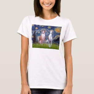 Starry Night - Zwei Whippets T-Shirt