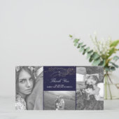 Starry Nights Navy und Gold Wedding Vielen Dank Dankeskarte (Stehend Vorderseite)