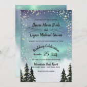 Starry Northern Lights Mountain Sky Wedding Einladung (Vorne/Hinten)