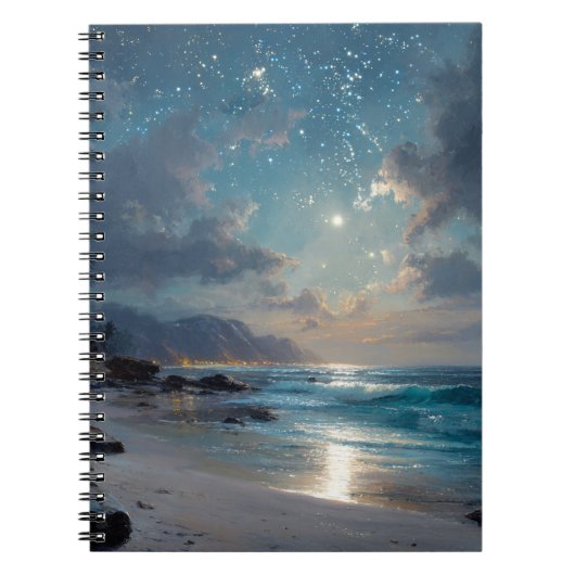 Starry Ocean Night Beach Notebook Notizblock (Vorderseite)