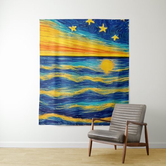 Starry Ocean Night Sky Wandteppich (Beispiel)