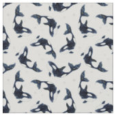 Starry Ocean Orca Whales Dreamy Blue Design Stoff (Nahaufnahme)