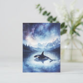 Starry Orca Whale Mountain Lake Postkarte (Stehend Vorderseite)