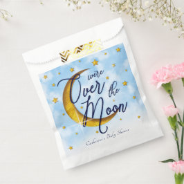 Starry Over the Moon Blue Gold Baby Boy Dusche Geschenktütchen