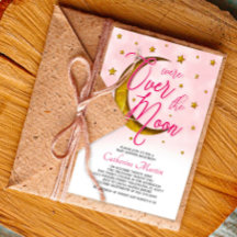 Starry Over the Moon Pink Gold Baby Girl Dusche