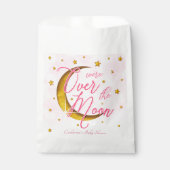 Starry Over the Moon Pink Gold Baby Girl Dusche Geschenktütchen (Vorderseite)